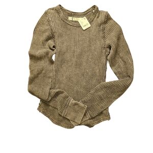Free People Thermal Waffle Knit Long Sleeve Shirt Size XS NWT